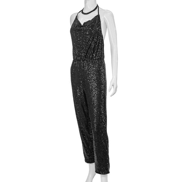 1725-FATE BLACK SEQUIN JUMPSUIT - Picture 3 of 5